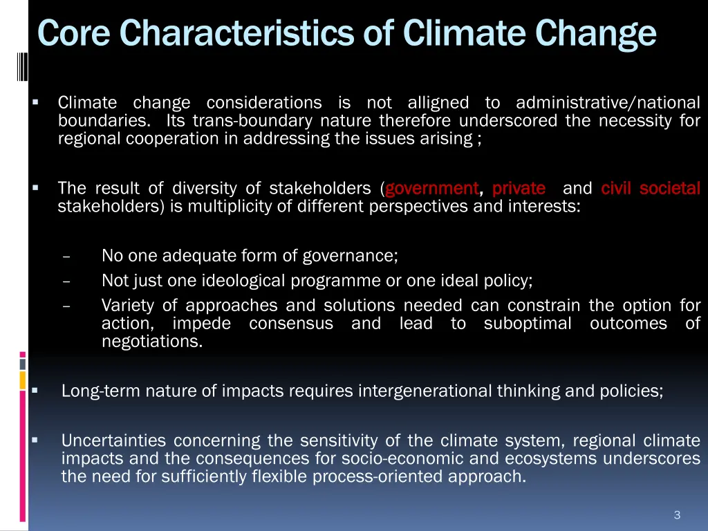 core characteristics of climate change