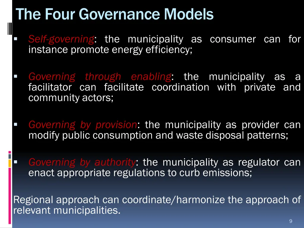 the four governance models