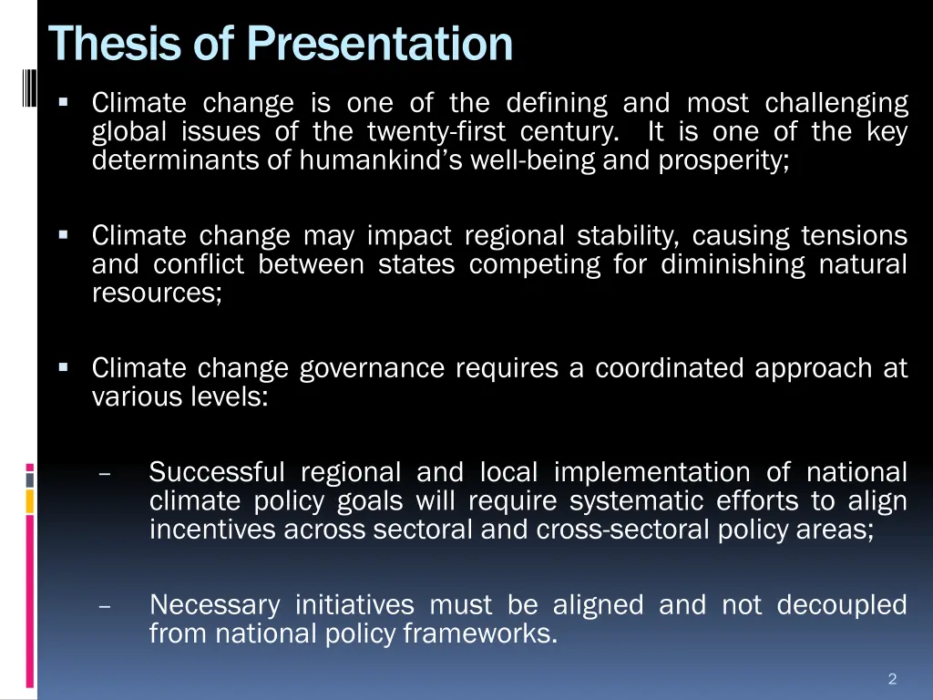 thesis of presentation climate change