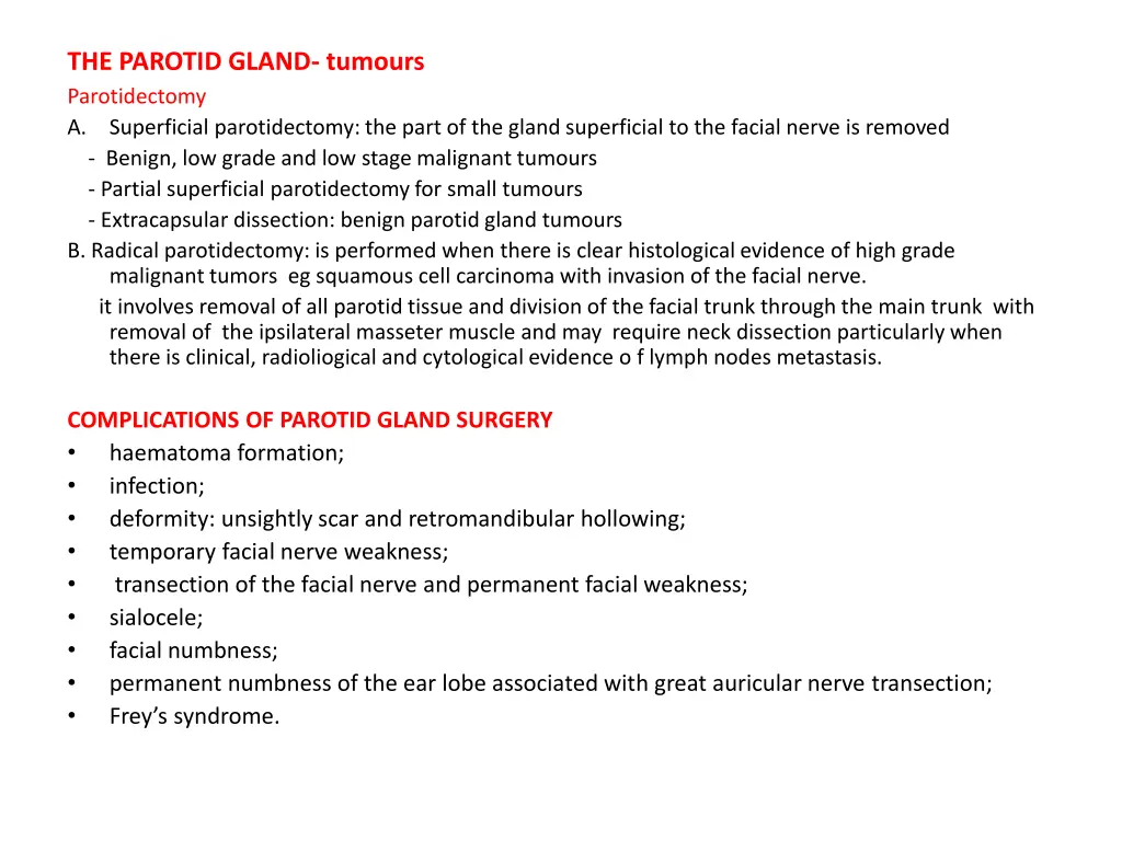 the parotid gland tumours parotidectomy