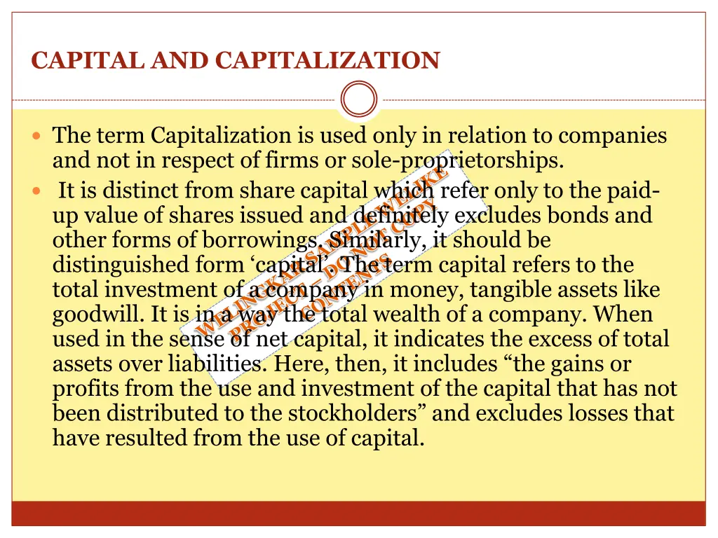 capital and capitalization