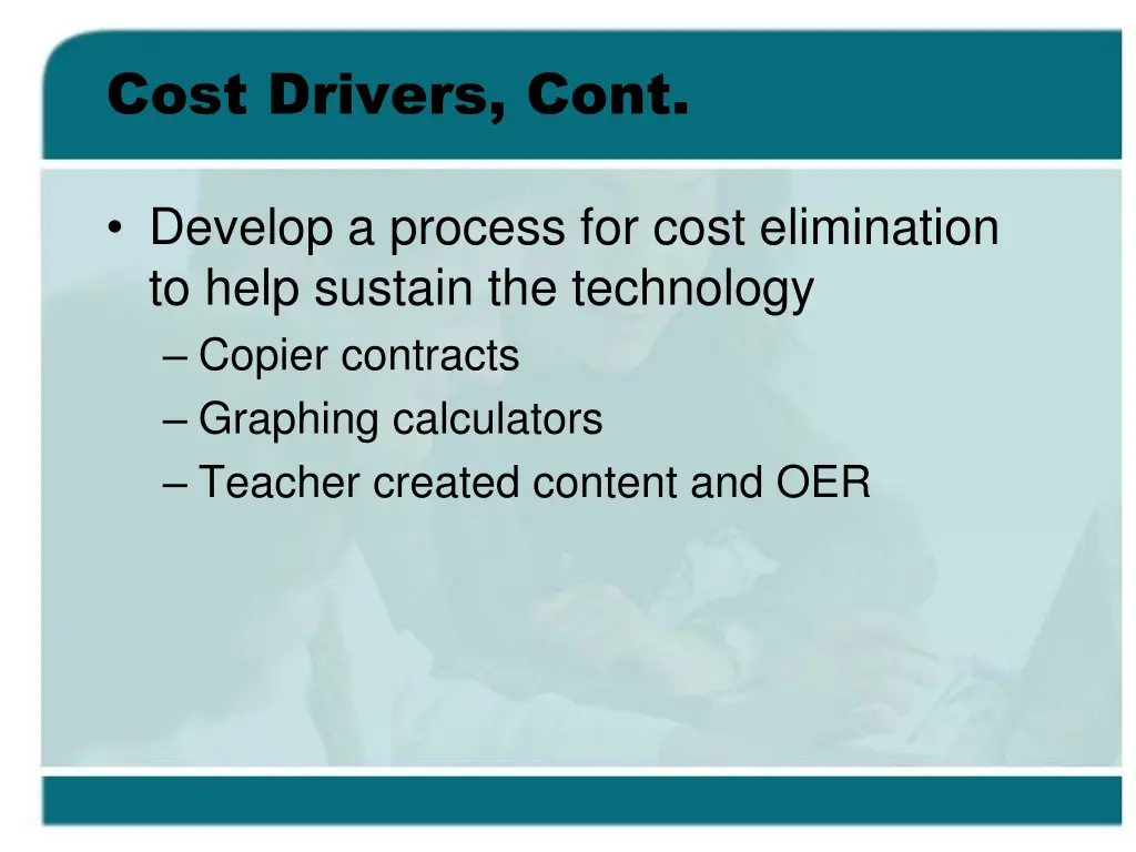 cost drivers cont