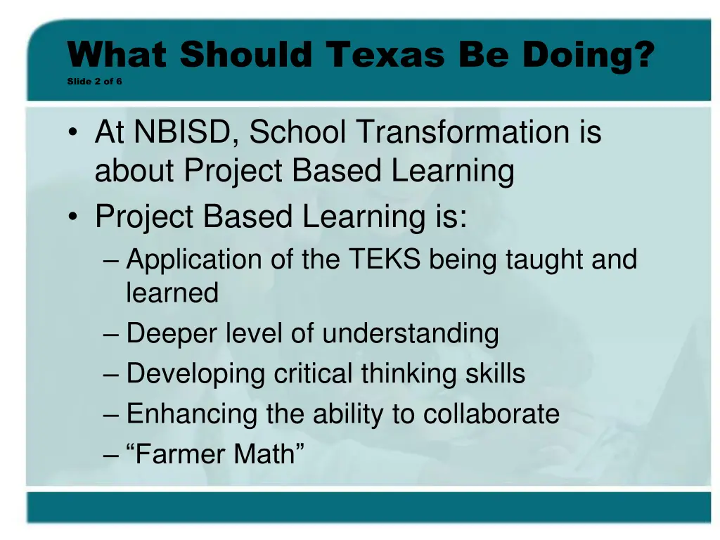 what should texas be doing slide 2 of 6