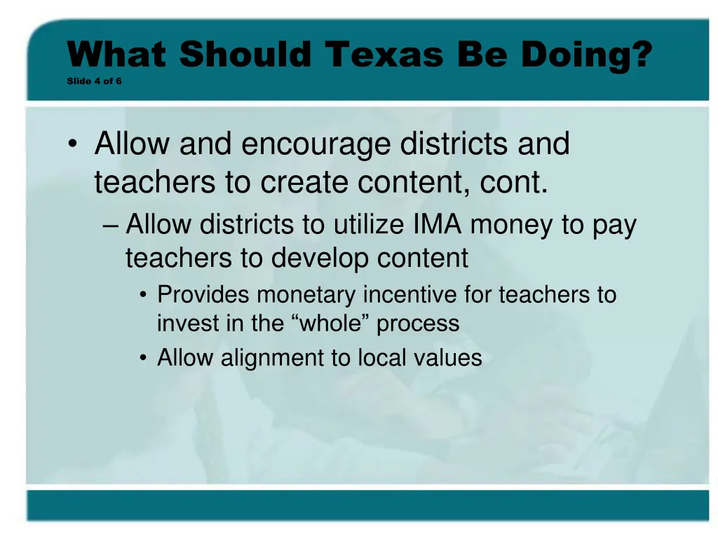 what should texas be doing slide 4 of 6