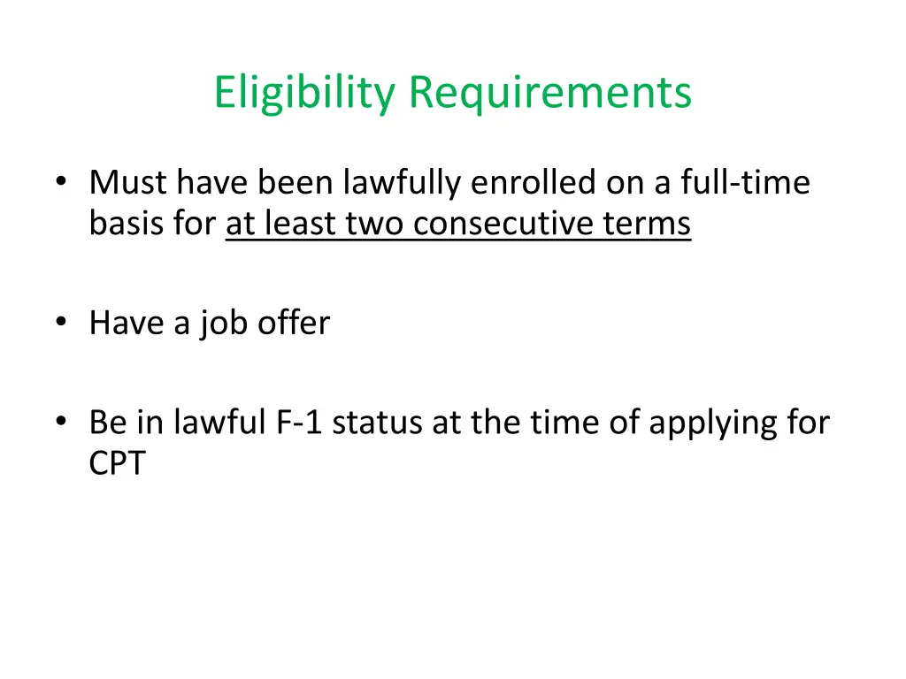 eligibility requirements