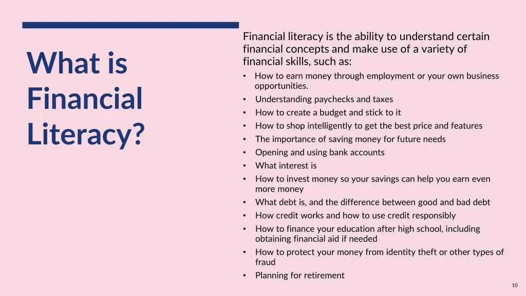 financial literacy is the ability to understand
