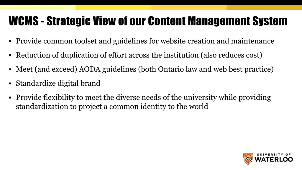 wcms strategic view of our content management