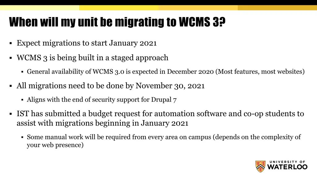 when will my unit be migrating to wcms 3