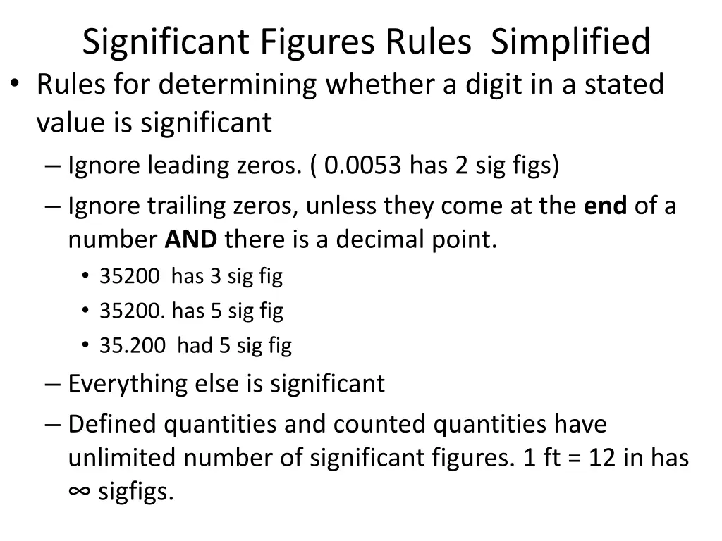 significant figures rules simplified rules