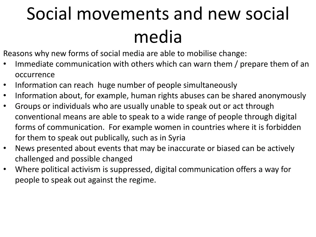 social movements and new social media reasons