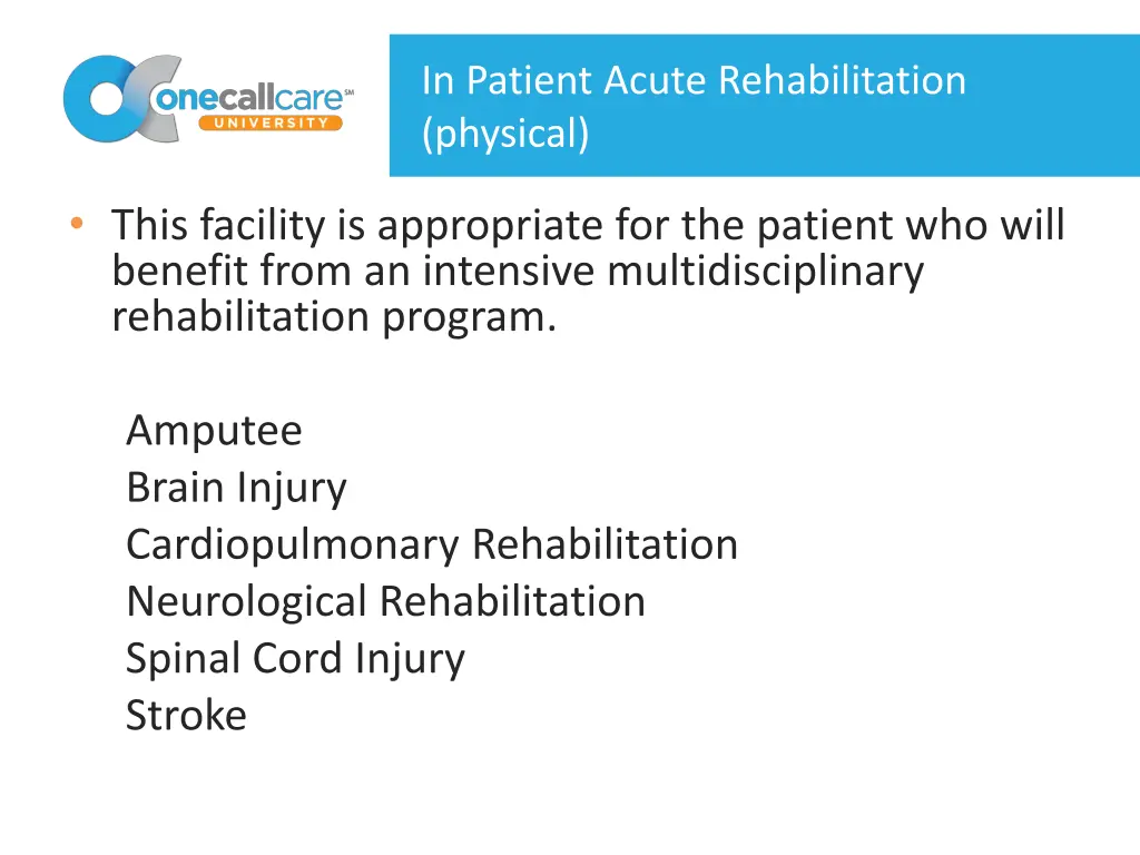 in patient acute rehabilitation physical