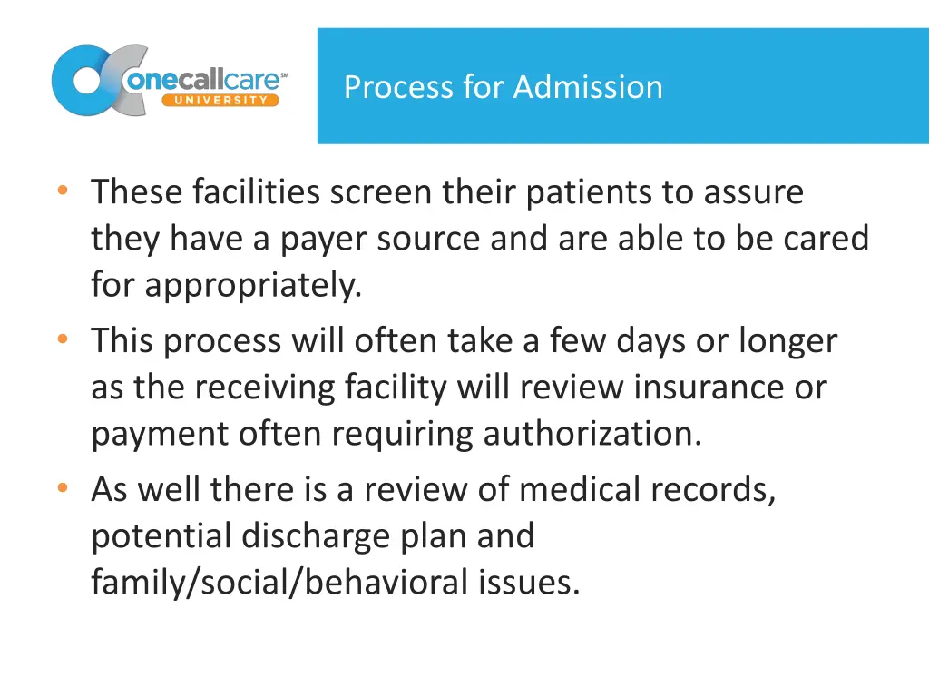 process for admission