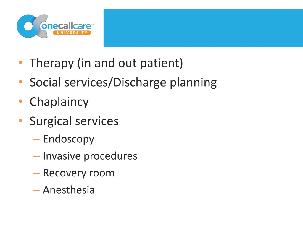 therapy in and out patient social services
