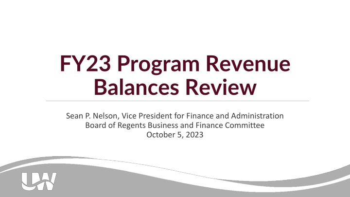 fy23 program revenue balances review