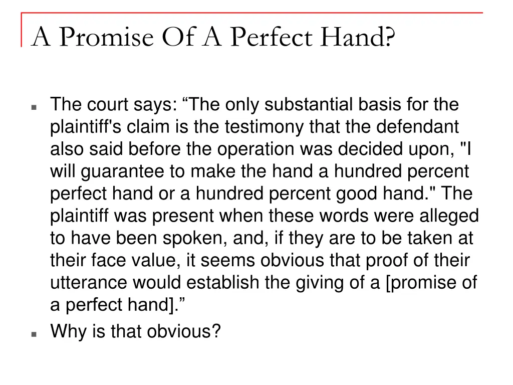 a promise of a perfect hand
