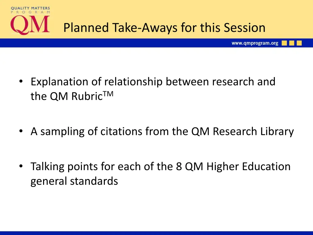 planned take aways for this session