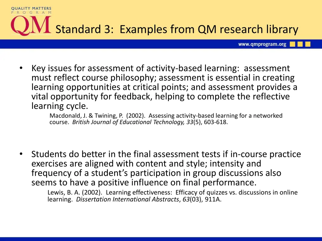 standard 3 examples from qm research library