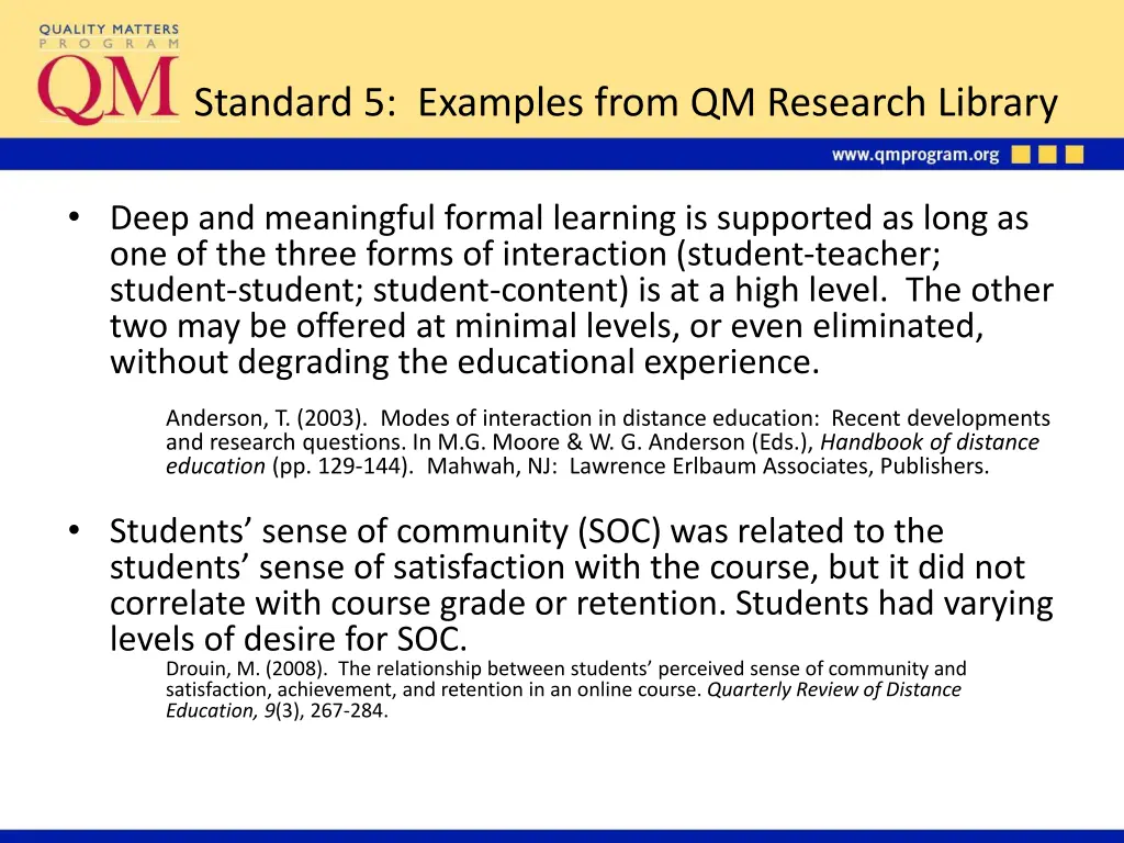 standard 5 examples from qm research library