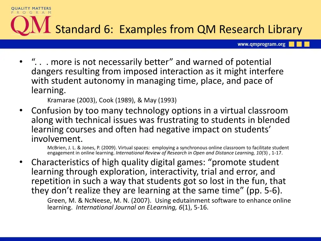 standard 6 examples from qm research library
