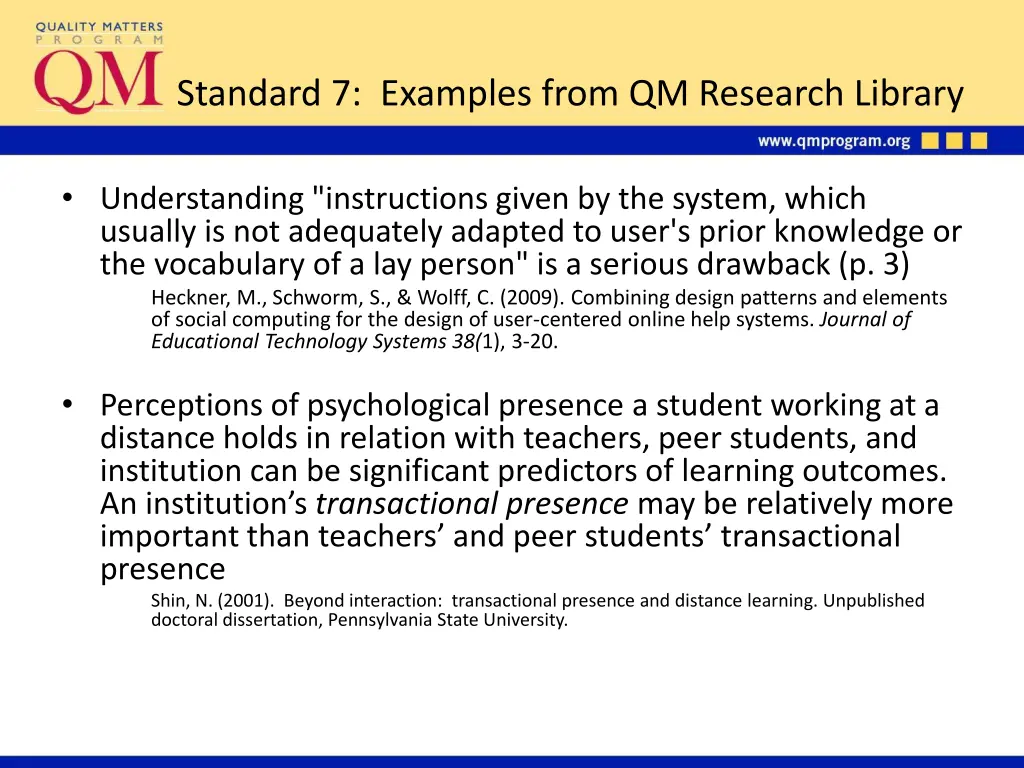 standard 7 examples from qm research library