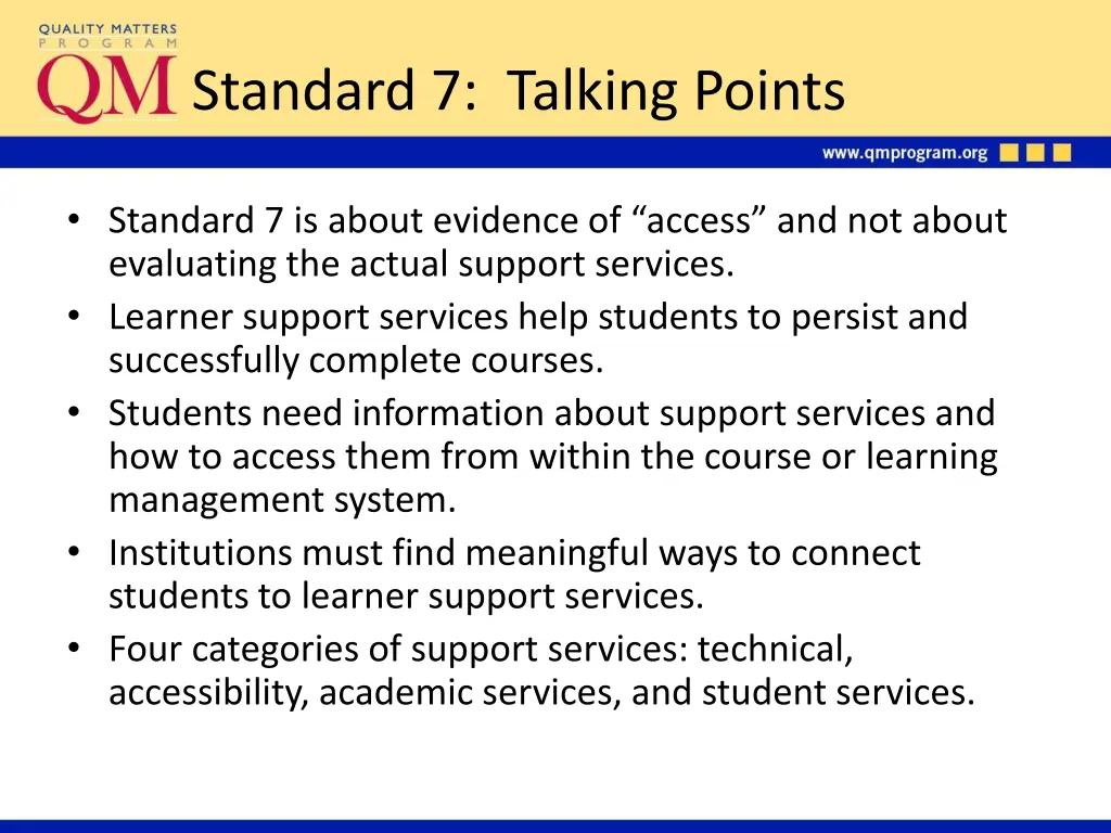 standard 7 talking points