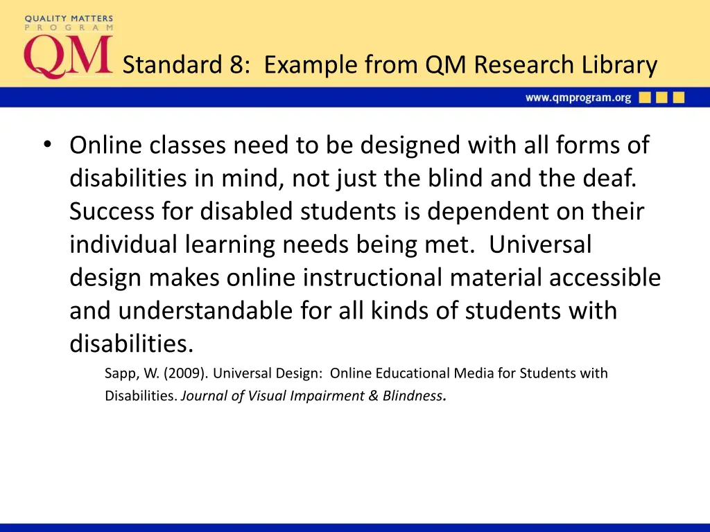standard 8 example from qm research library