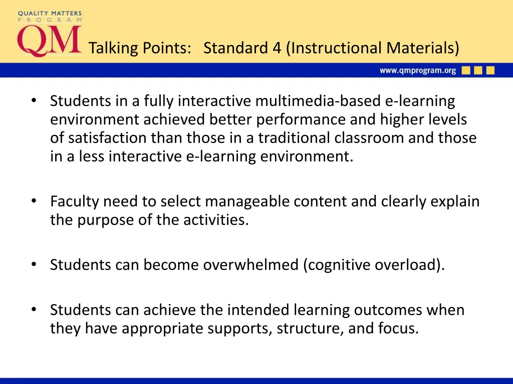 talking points standard 4 instructional materials