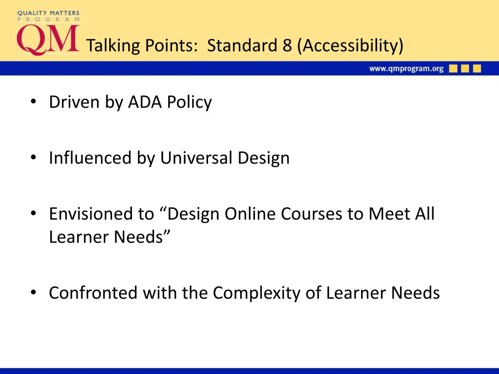 talking points standard 8 accessibility