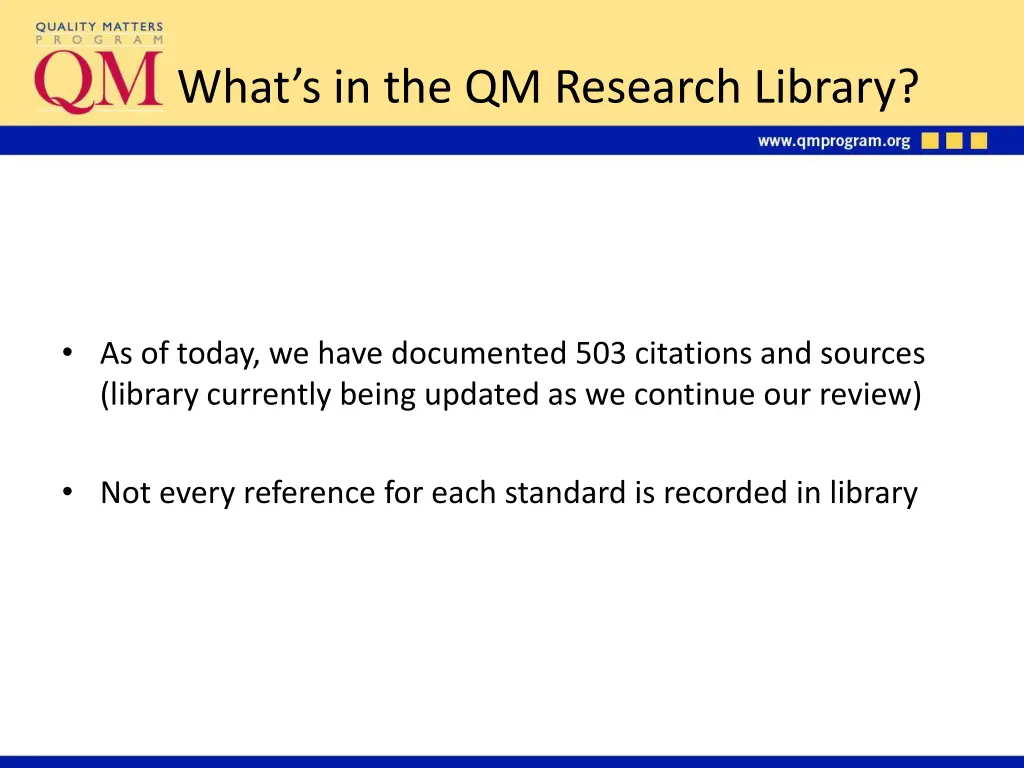 what s in the qm research library