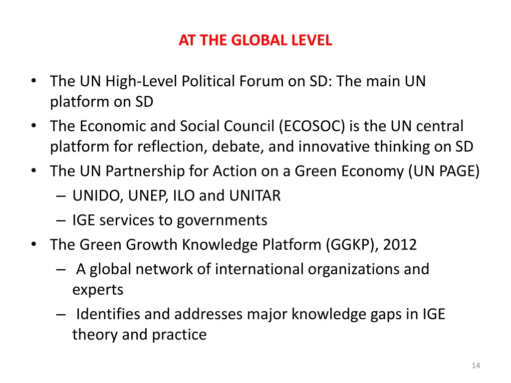 at the global level