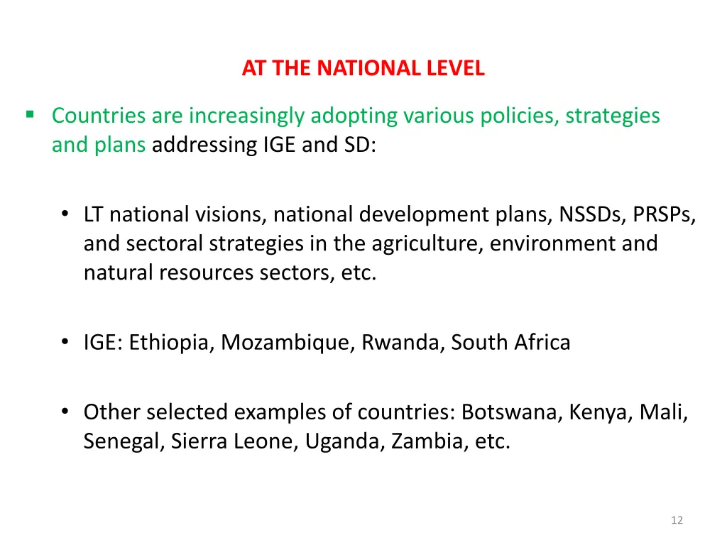 at the national level