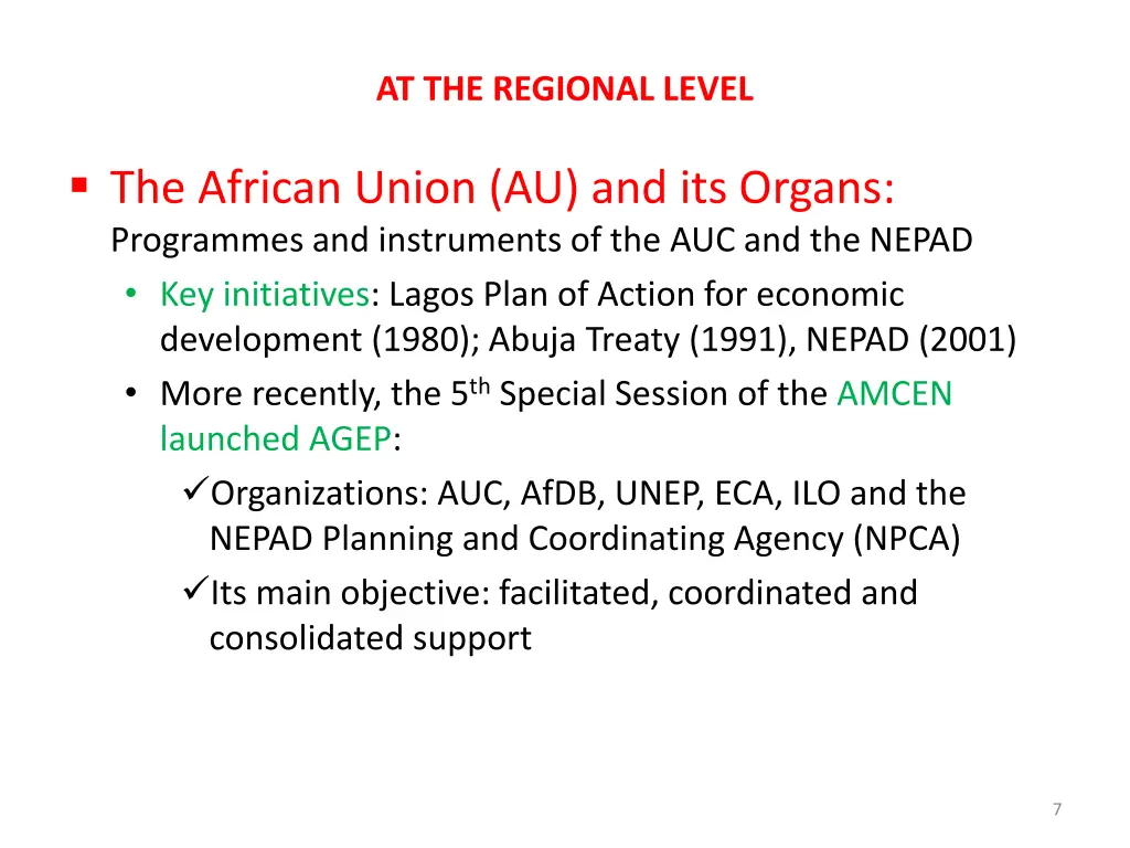 at the regional level
