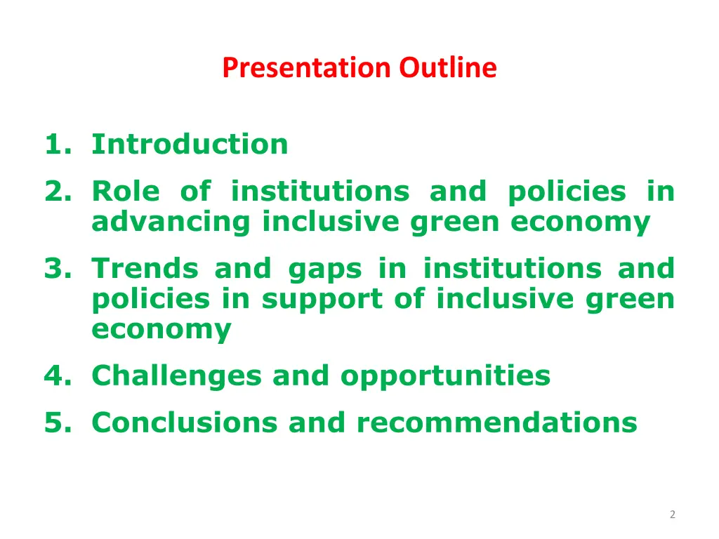 presentation outline