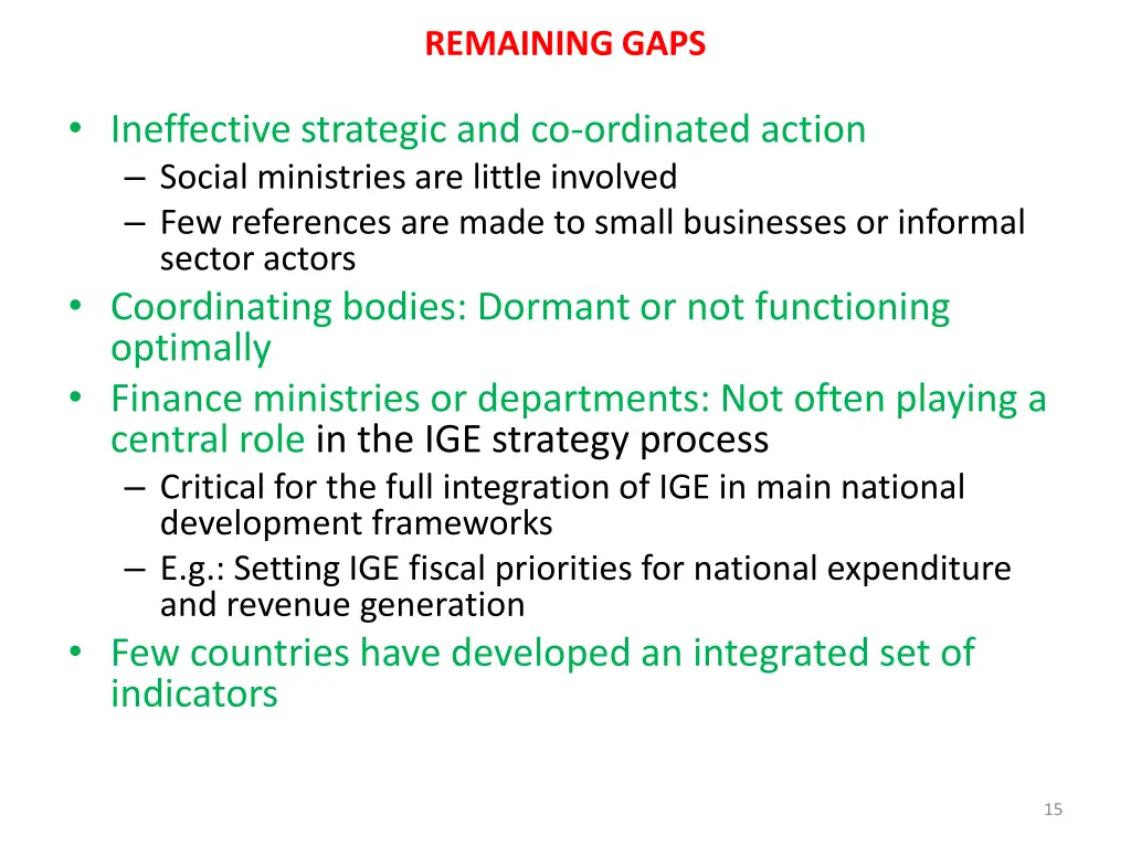 remaining gaps