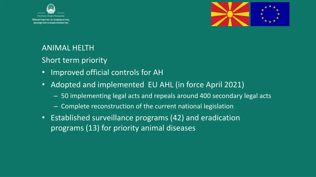 animal helth short term priority improved