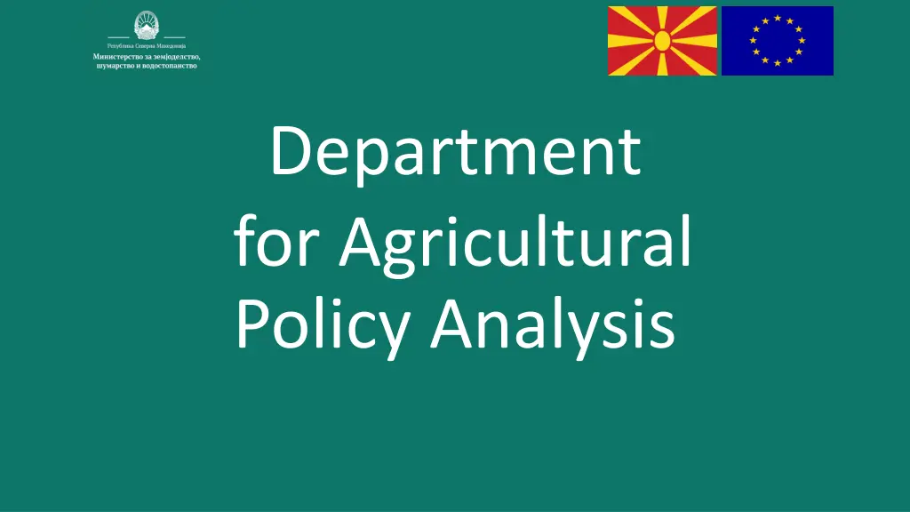 department for agricultural policy analysis