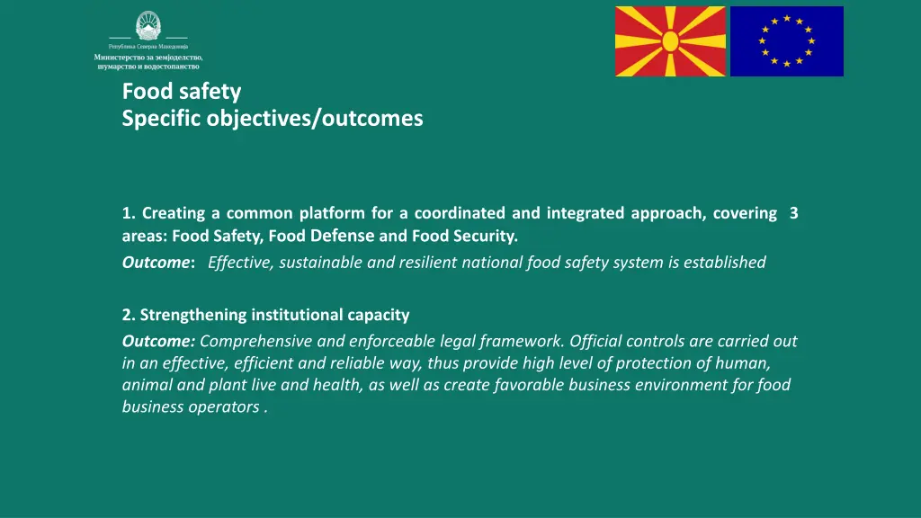 food safety specific objectives outcomes