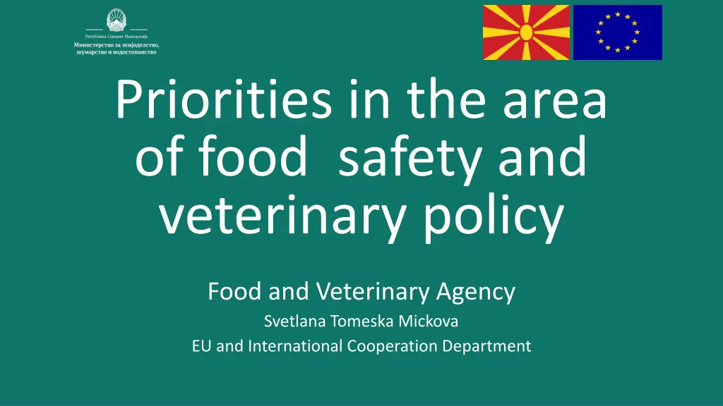 priorities in the area of food safety