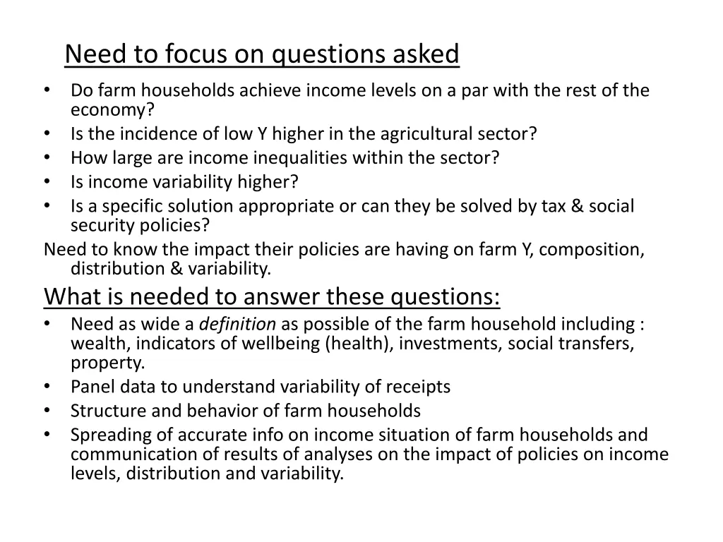 need to focus on questions asked