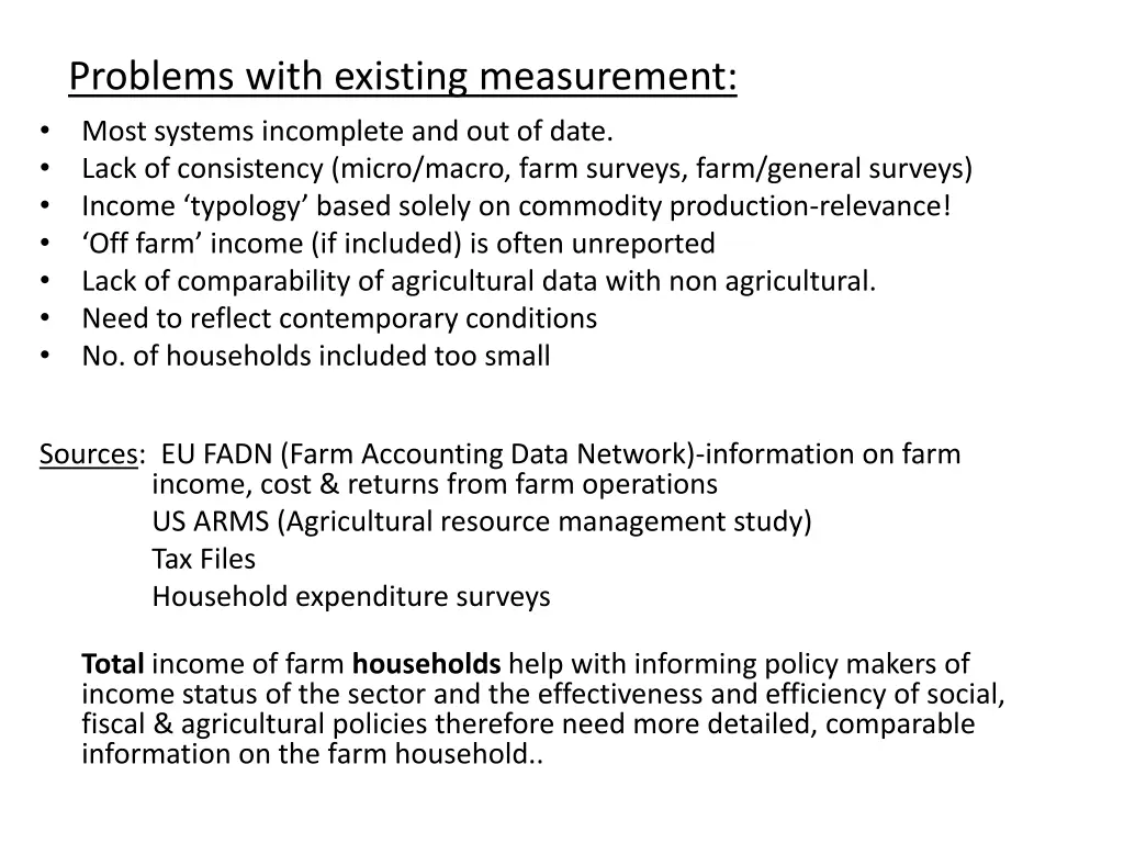 problems with existing measurement