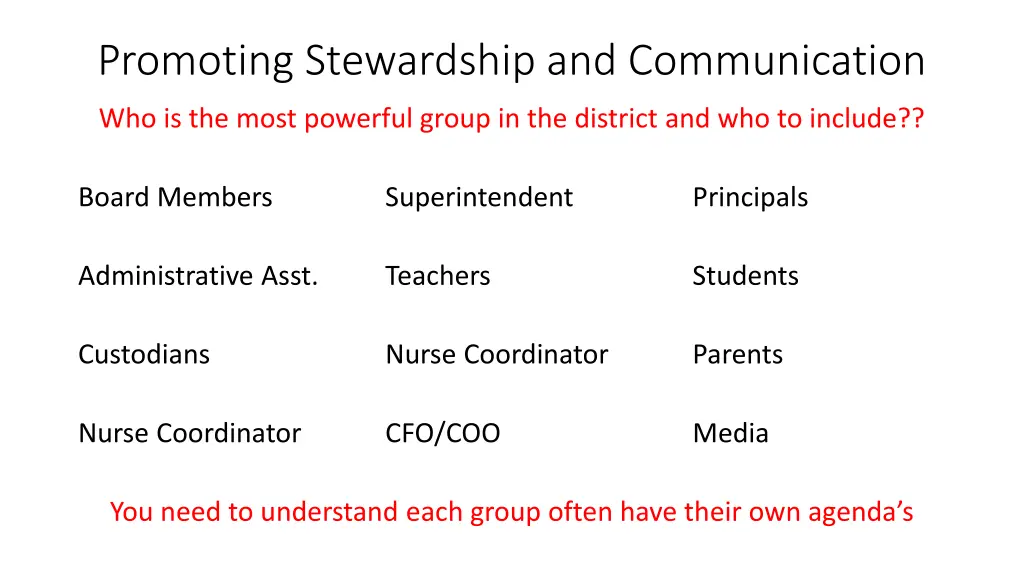 promoting stewardship and communication