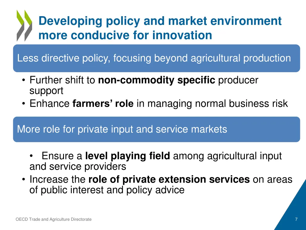 developing policy and market environment more