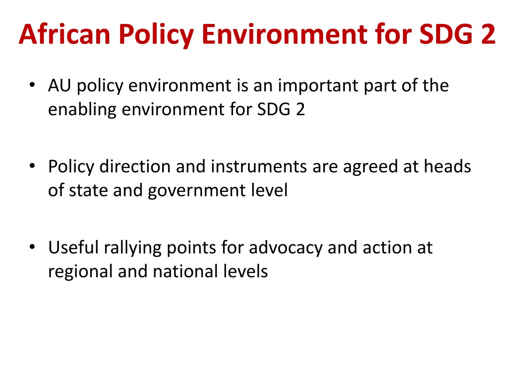 african policy environment for sdg 2