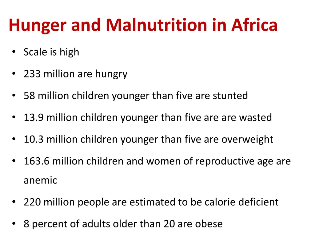 hunger and malnutrition in africa