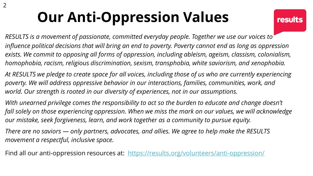 our anti oppression values