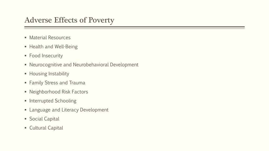adverse effects of poverty
