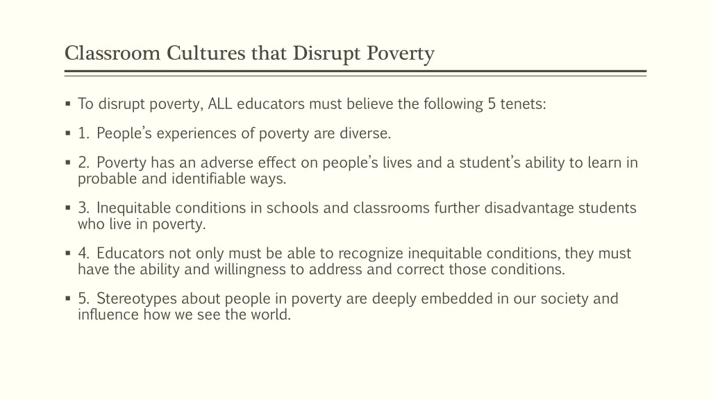 classroom cultures that disrupt poverty
