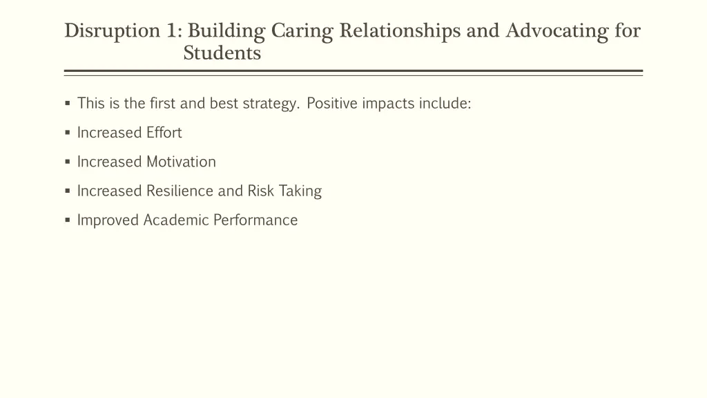 disruption 1 building caring relationships