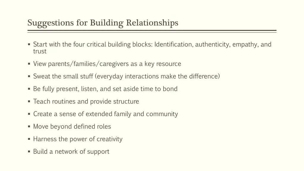 suggestions for building relationships