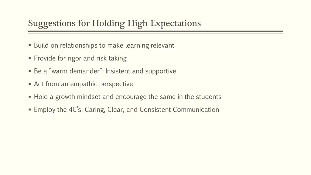 suggestions for holding high expectations